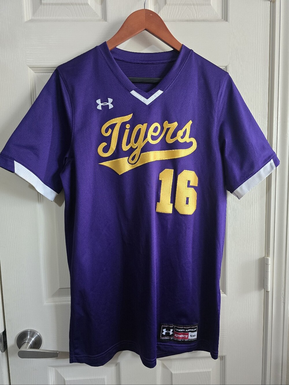 Unde Armor Men's Purple And Gold LSU Baseball Jersey Tigers #16 SzSm